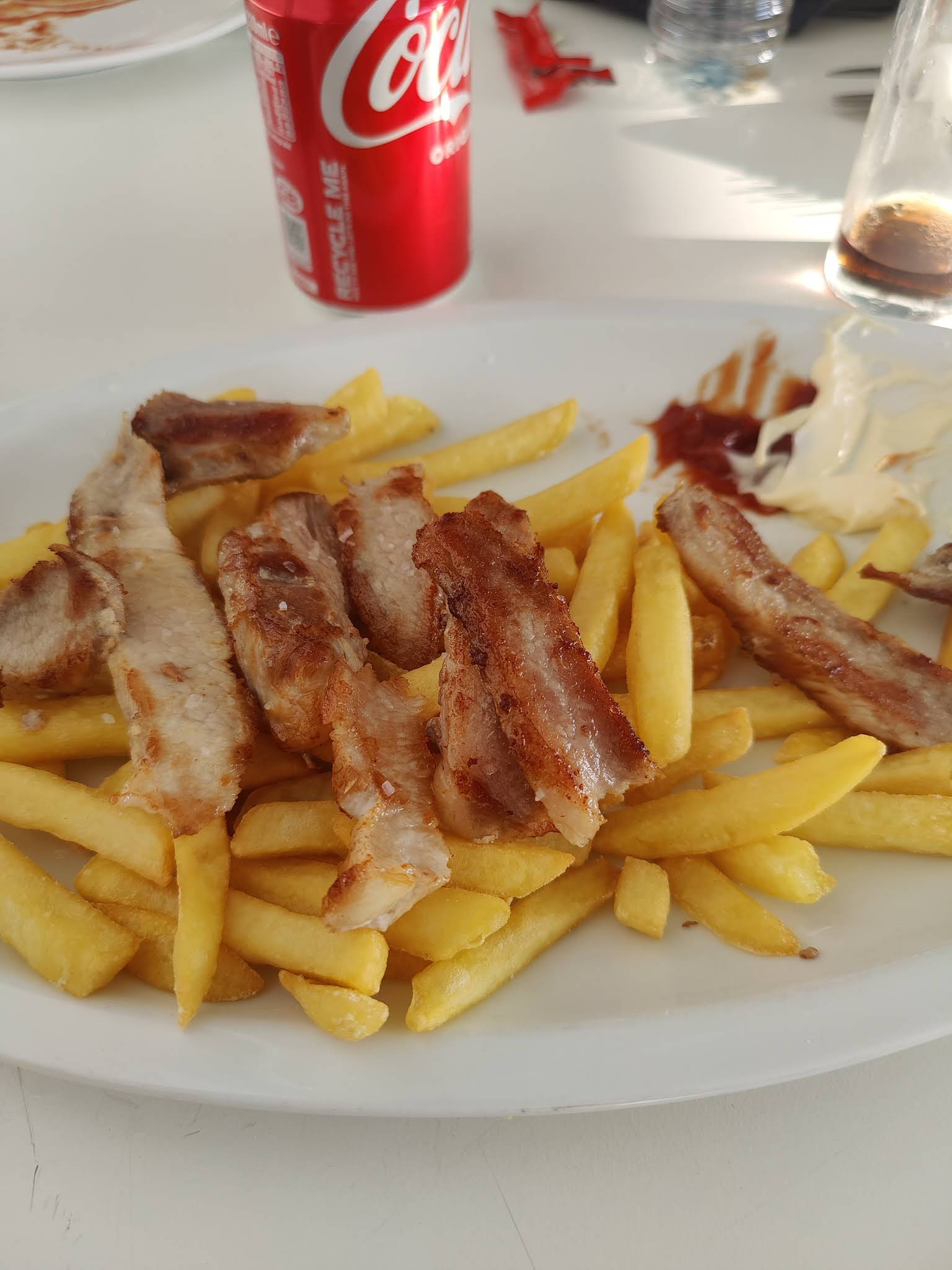 Grilled meat served with fries
