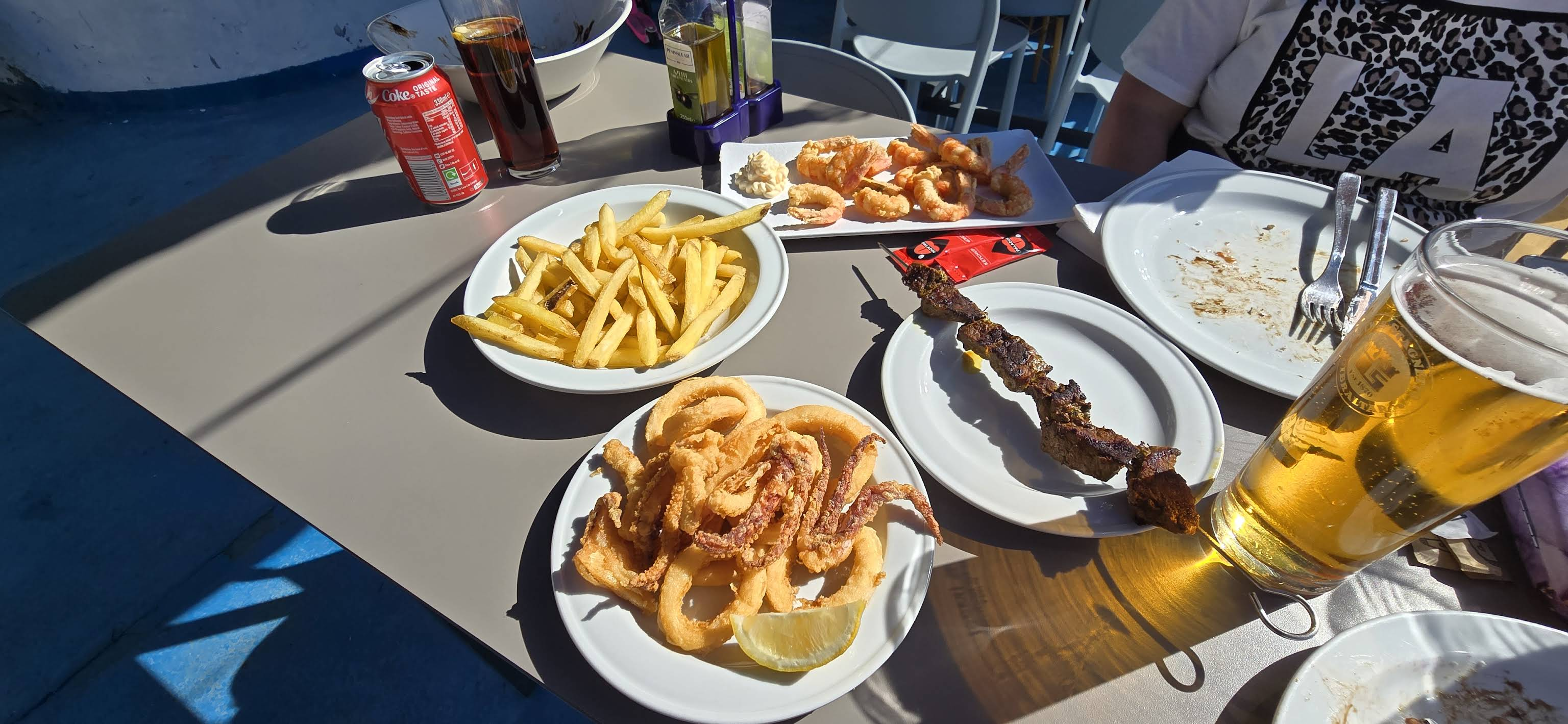Spread of Mediterranean dishes at The Dolphin